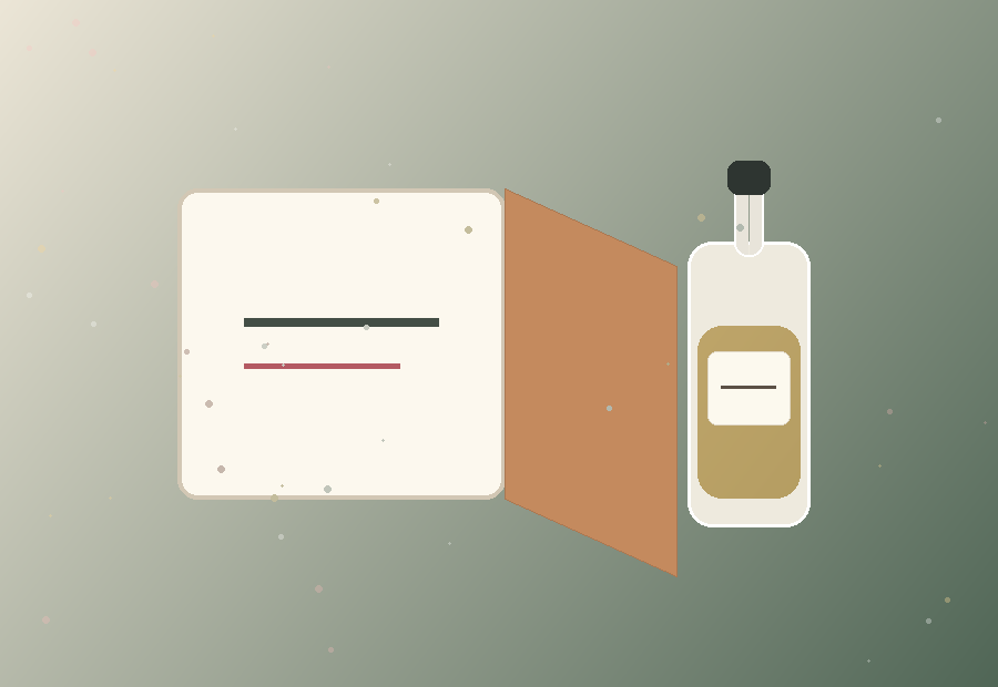 Unbranded perfume packaging workspace illustration